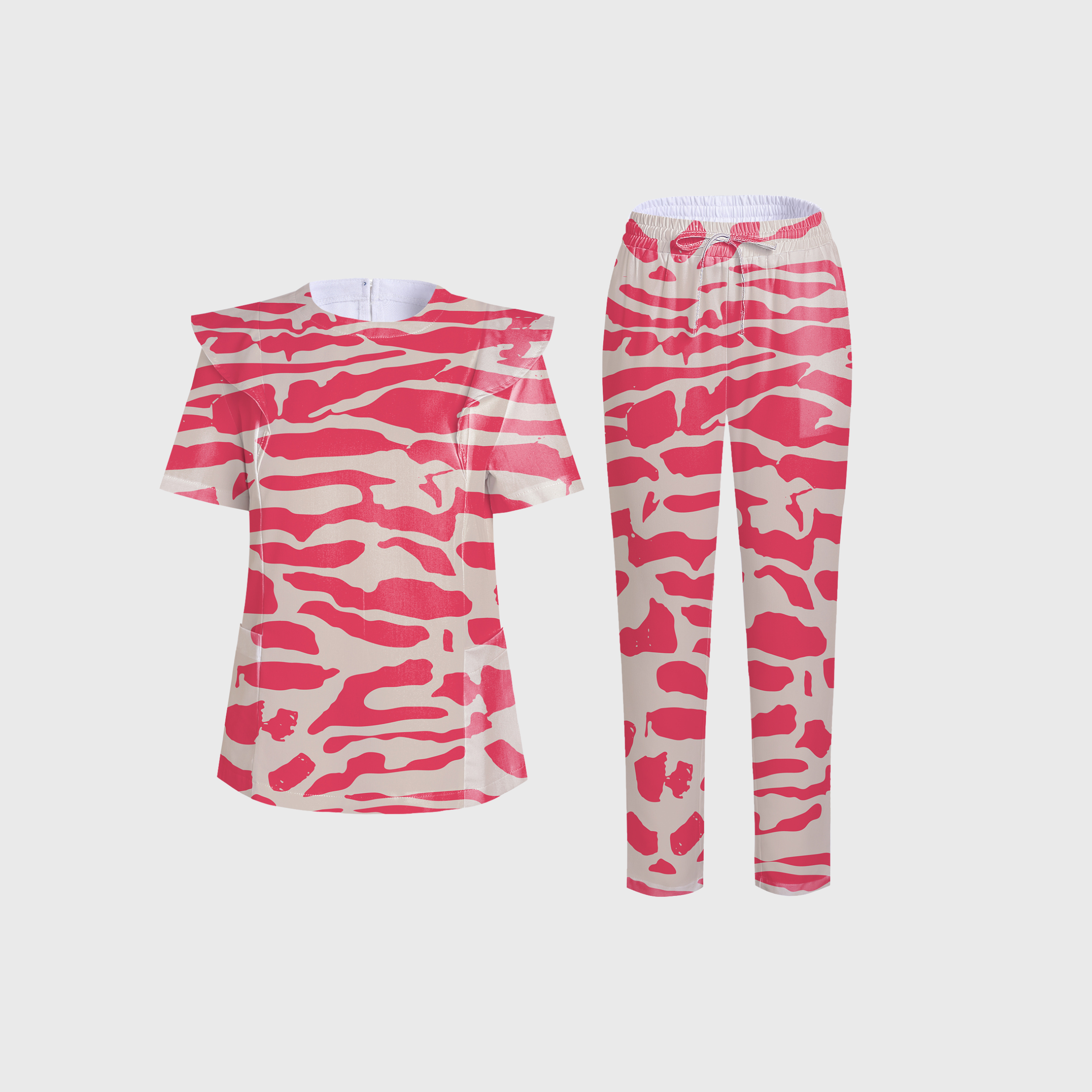 Women's Ultra Rosa Tiger Striped Scrub Set PT06