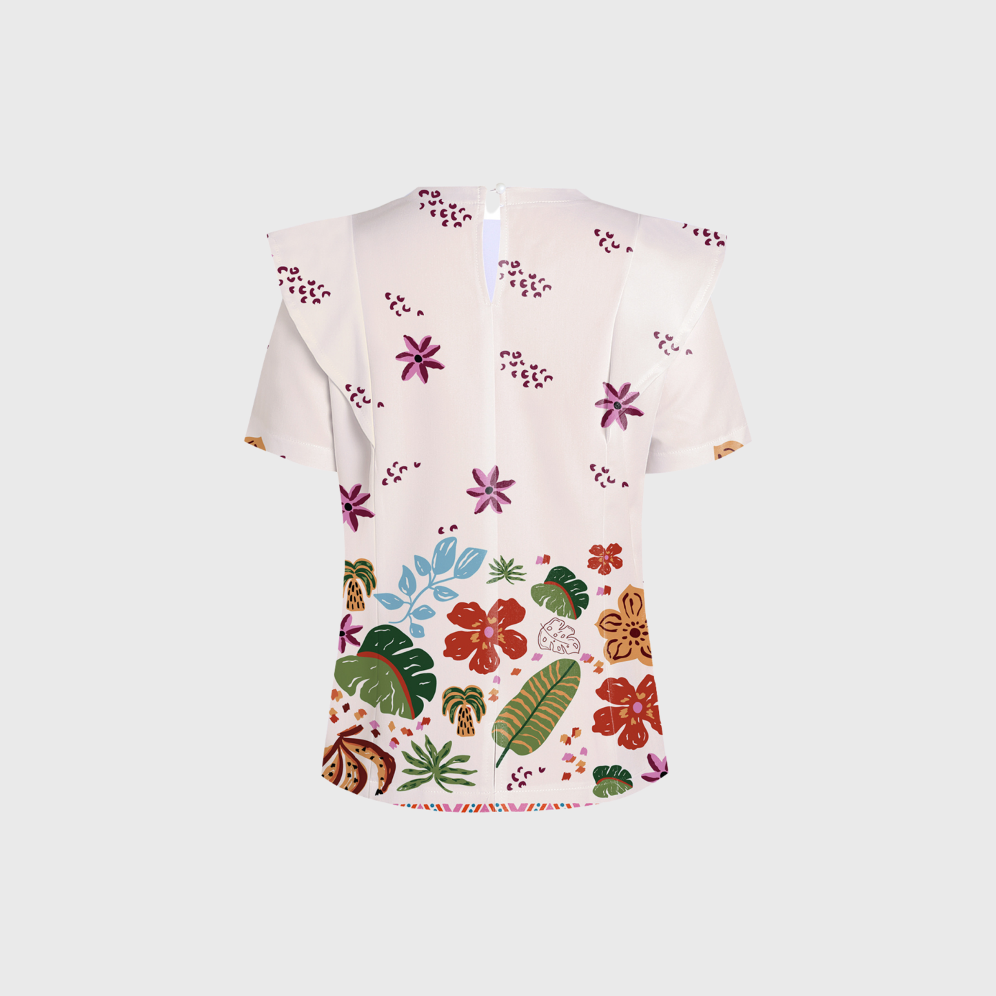 Women's Crew Neck Summer Floral Printed Scrub Set PT02