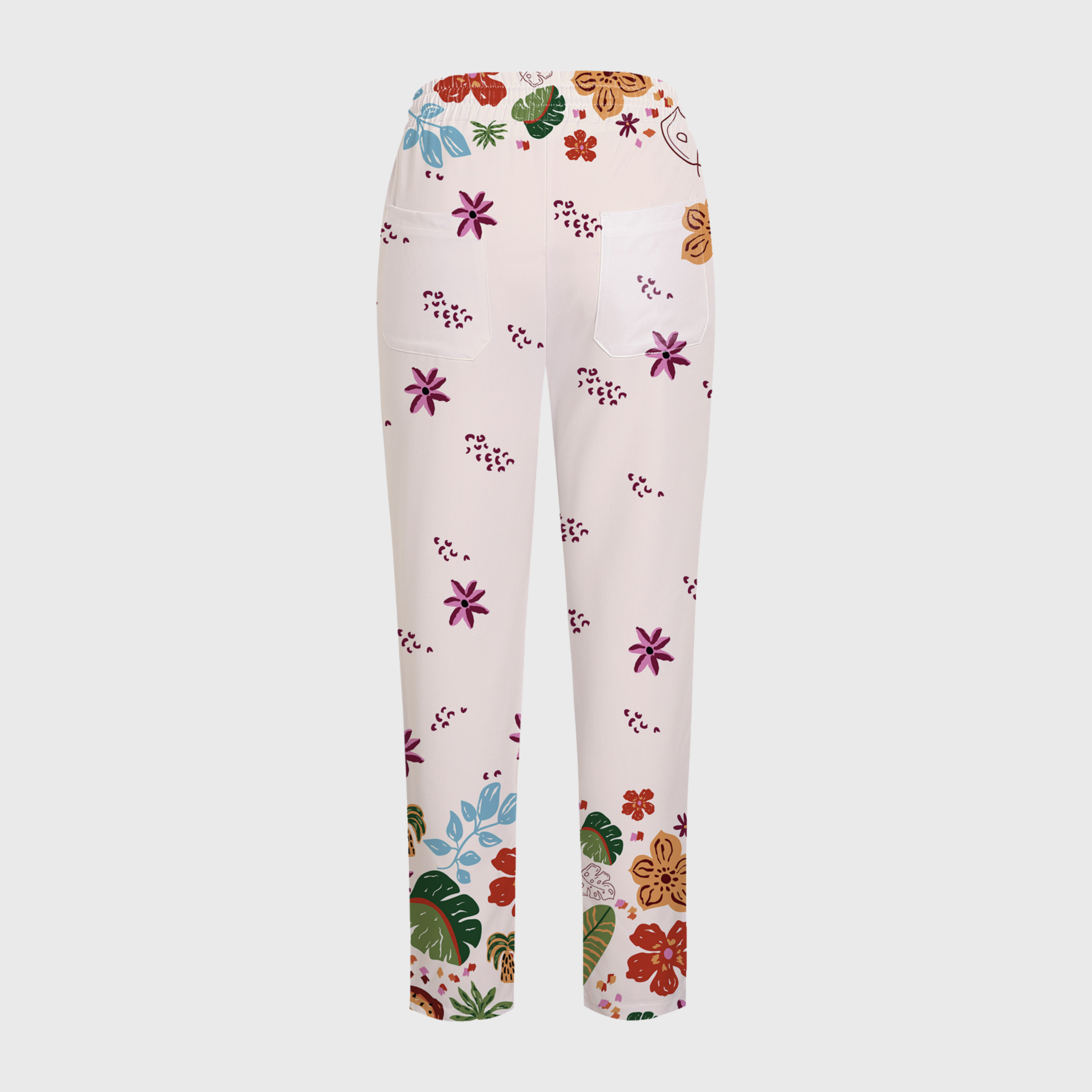 Women's Crew Neck Summer Floral Printed Scrub Set PT02