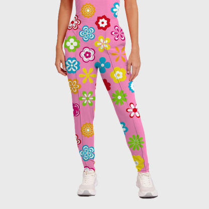 Women's Colorful Floral Pattern Scrub Set ST6195