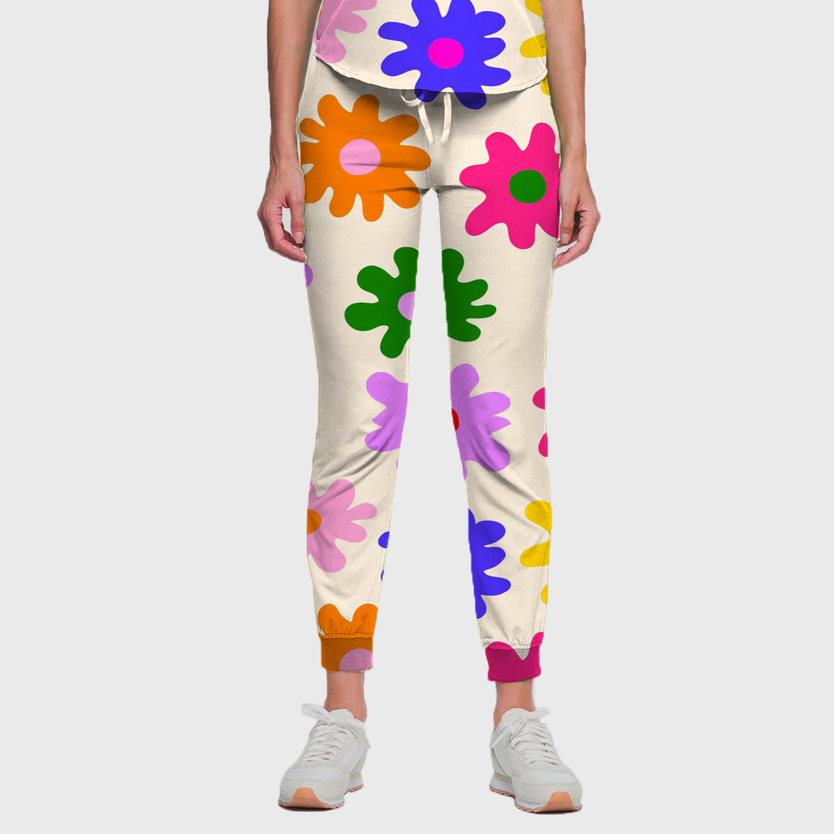 Women's Colorful Large Flower Pattern Scrub Set ST6197