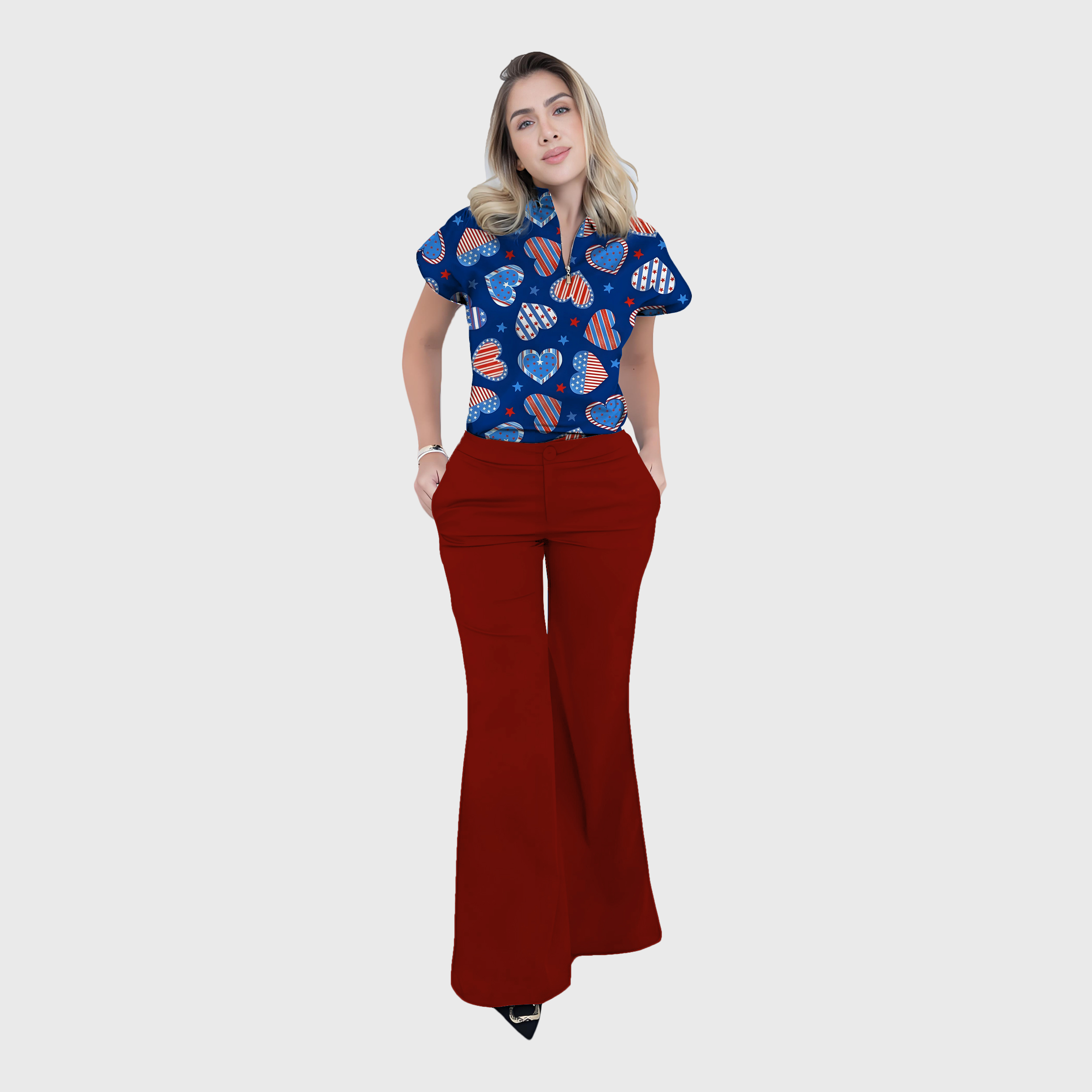 Women's Independence Day Graphics Scrub Set ST6247