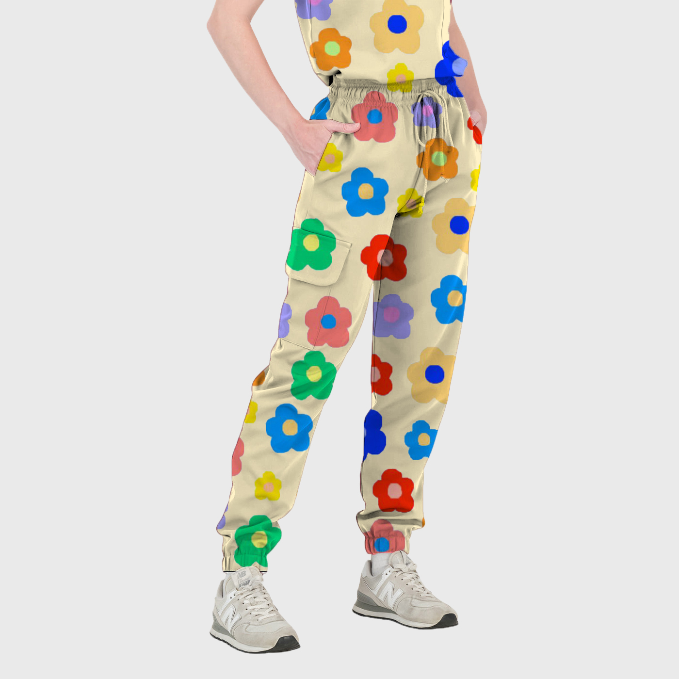 Women's Summer Blooms Printed Scrub Set ST6198
