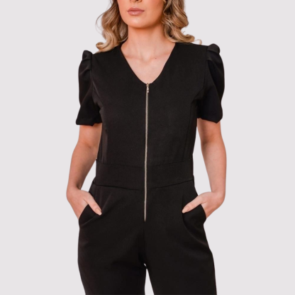 Women's V-neck Puff Sleeve Scrub Jumpsuit