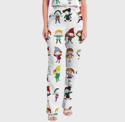 Women's Cute Snowman Pattern Scrub Set ST6194
