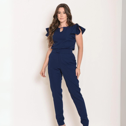 Women's Round Neck Ruffled Sleeves Scrub Top