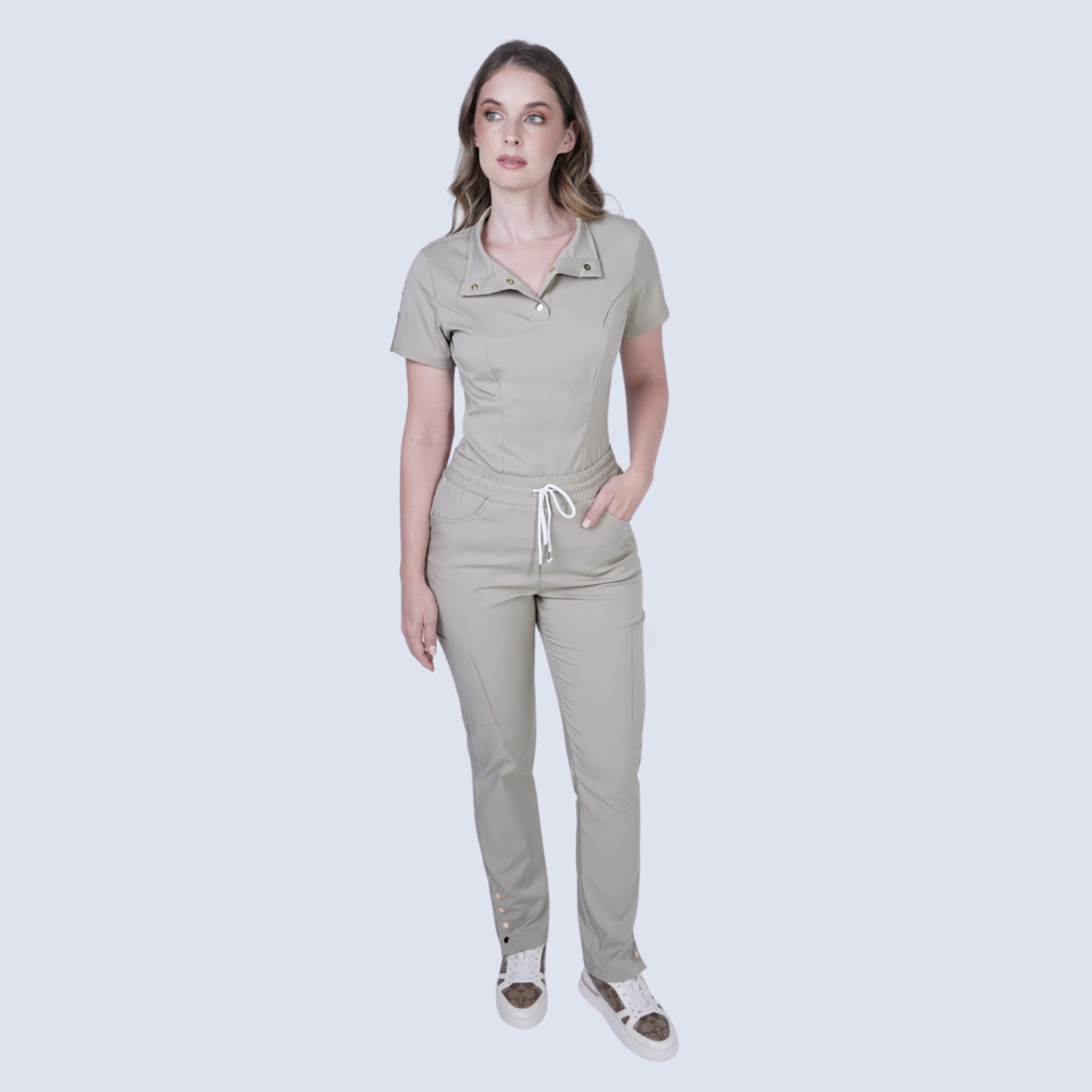 Women's Six Pockets Button Slit Hem Scrub Pant™