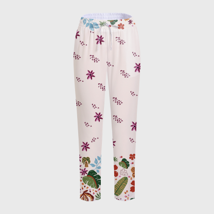 Women's Crew Neck Summer Floral Printed Scrub Set PT02