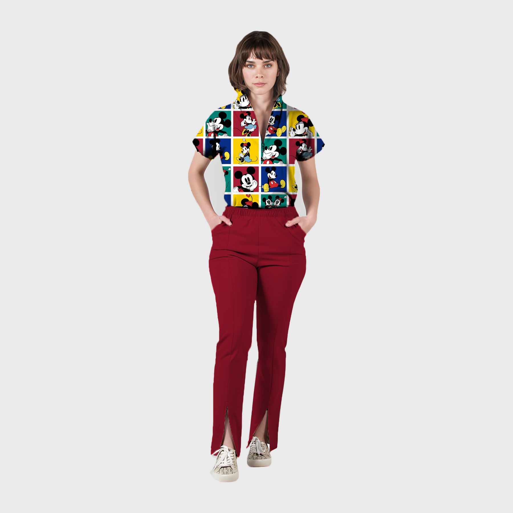 Women's Mickey and Friends Printed Scrub Set SP11