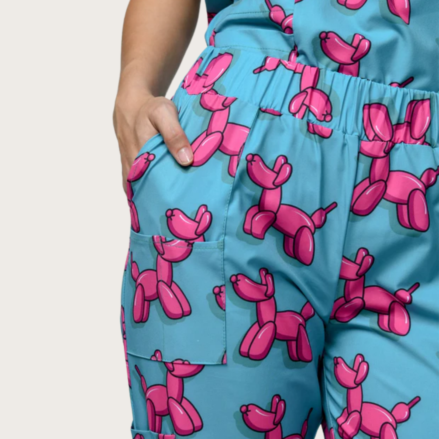 Women's Balloon Dog V-neck Scrub Set SA6