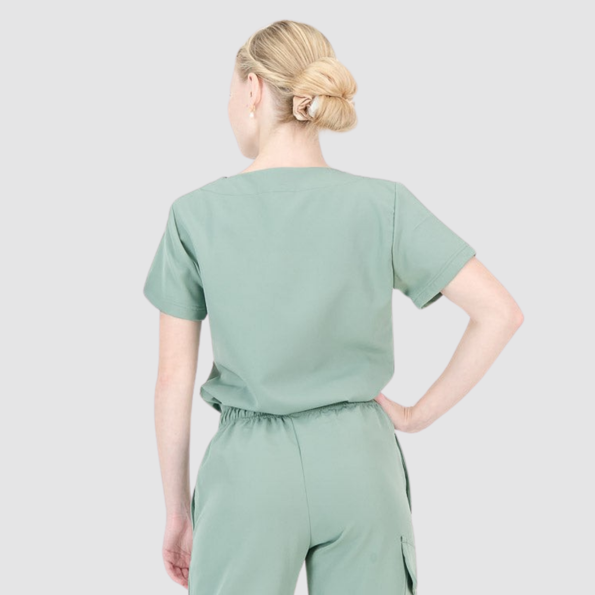 Casual and Fashionable V-neck Solid Color Scrub Top For Nurse 