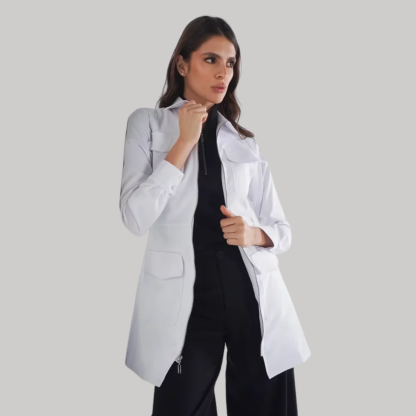 Women's Nurse Zippered Surgical Coat with Pockets