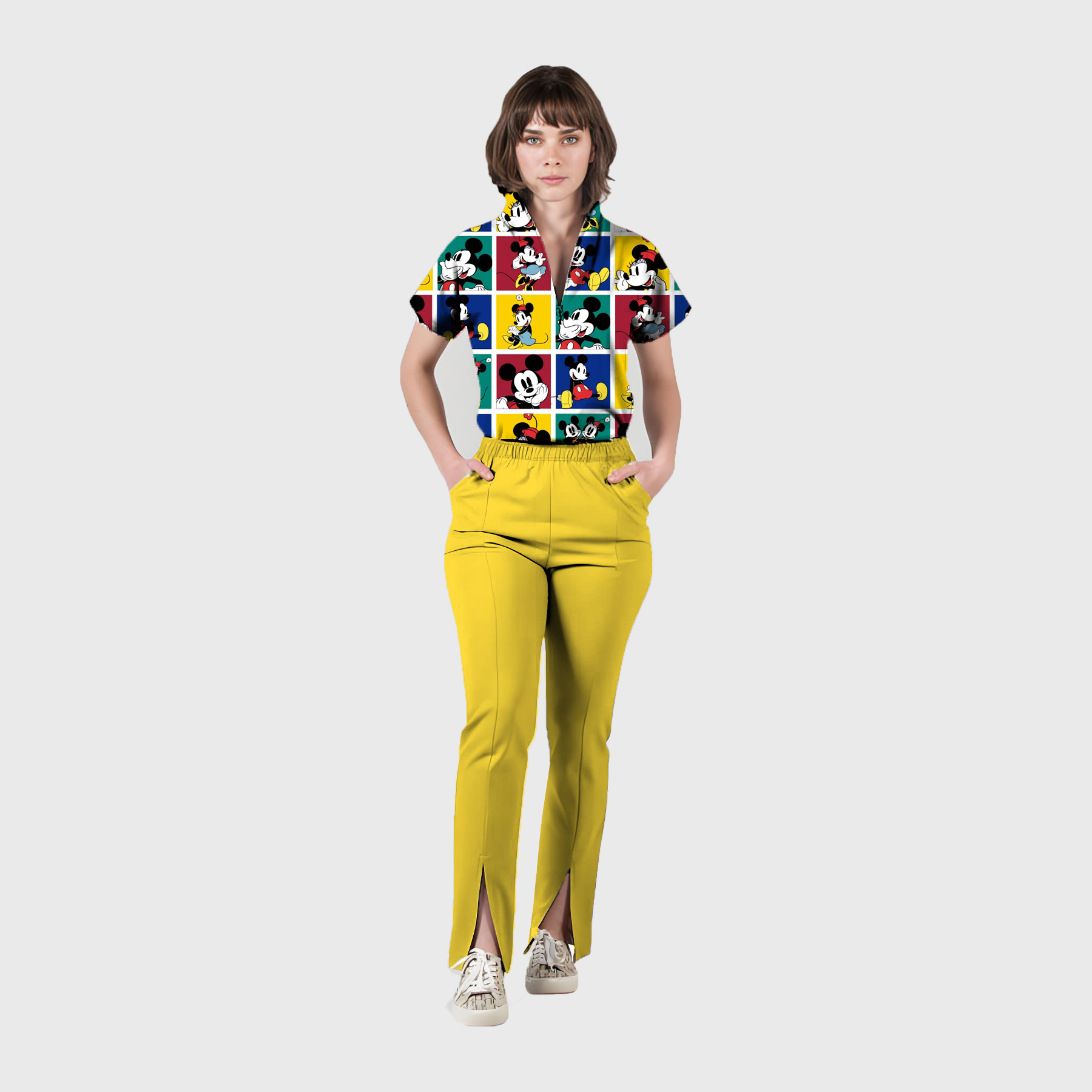Women's Mickey and Friends Printed Scrub Set SP11