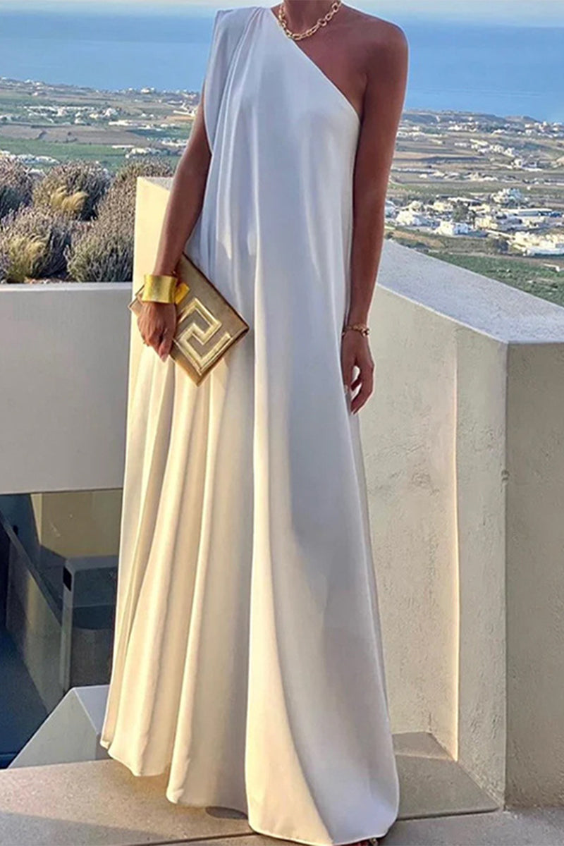 Elegant Simplicity Solid Asymmetrical Dress