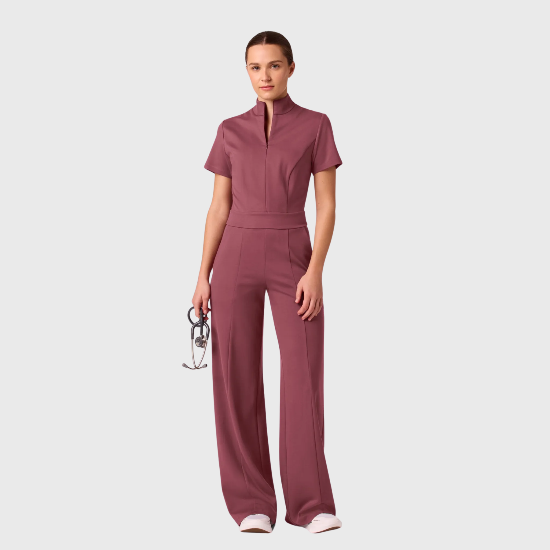 Women's Slim Fit with Wide Leg Scrub Jumpsuit