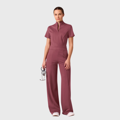 Women's Slim Fit with Wide Leg Scrub Jumpsuit