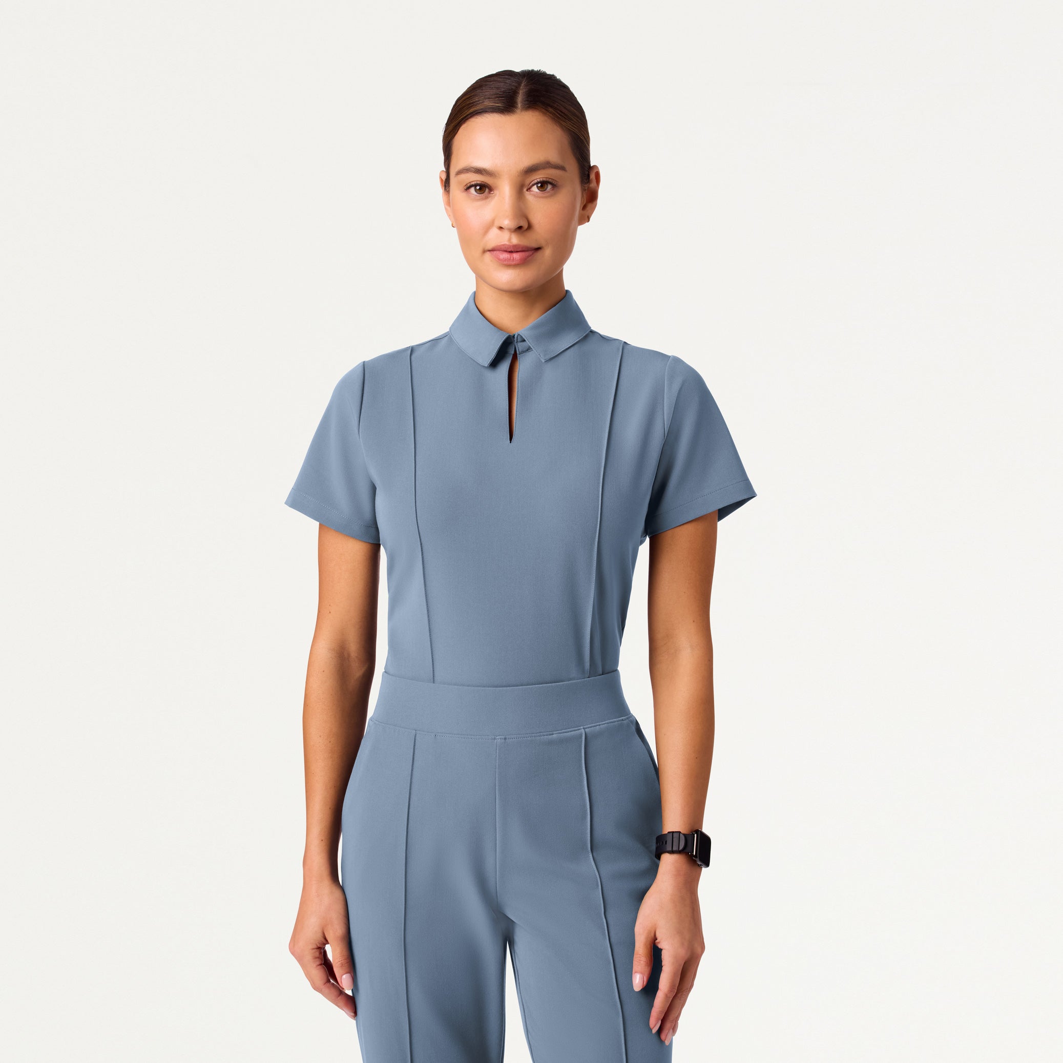 Women’s Slim Modern Lapel Collar Scrub Top