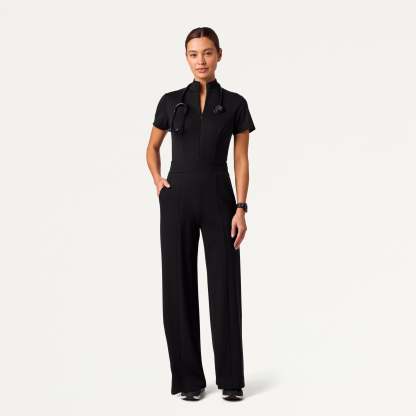 Women's Slim Fit with Wide Leg Scrub Jumpsuit