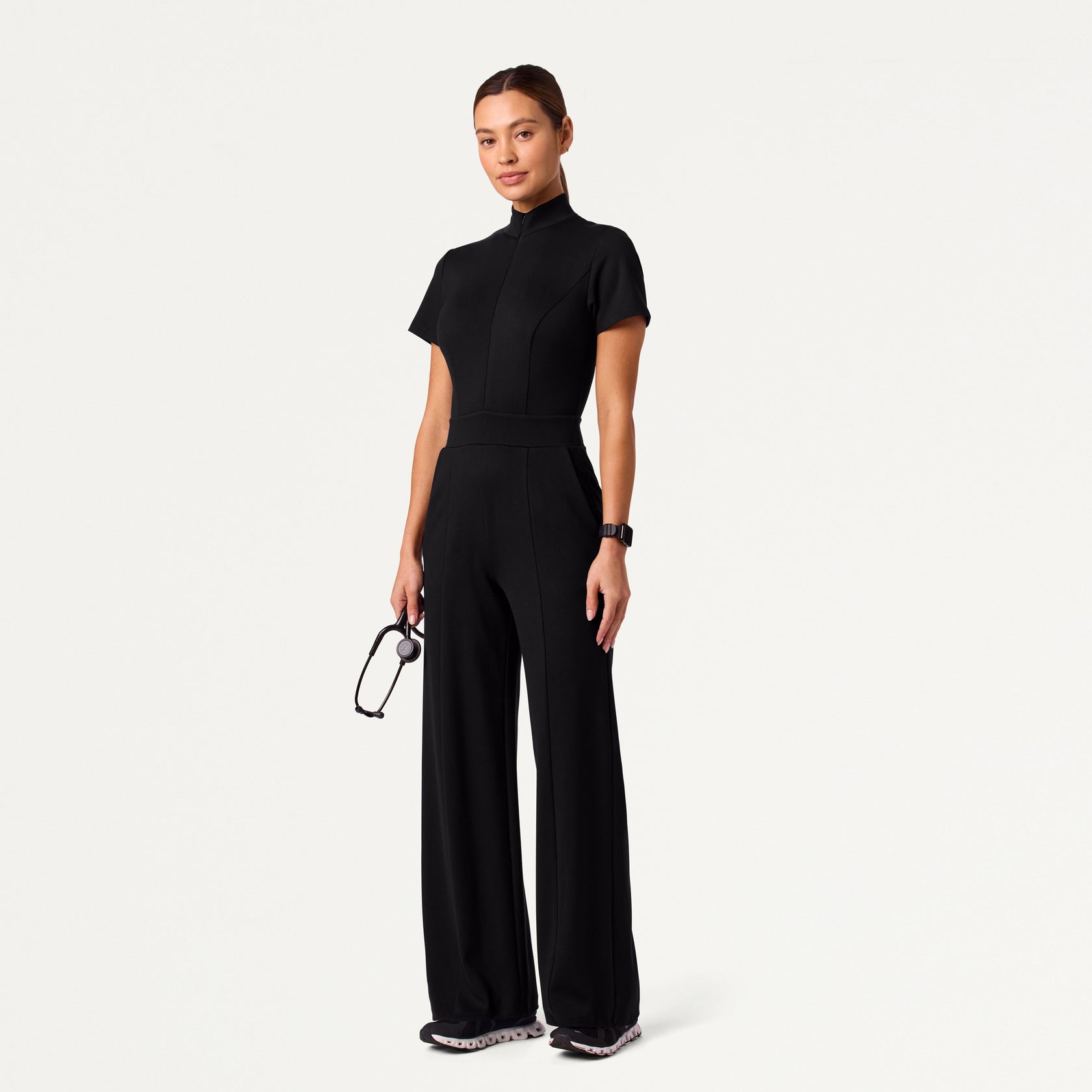 Women's Slim Fit with Wide Leg Scrub Jumpsuit