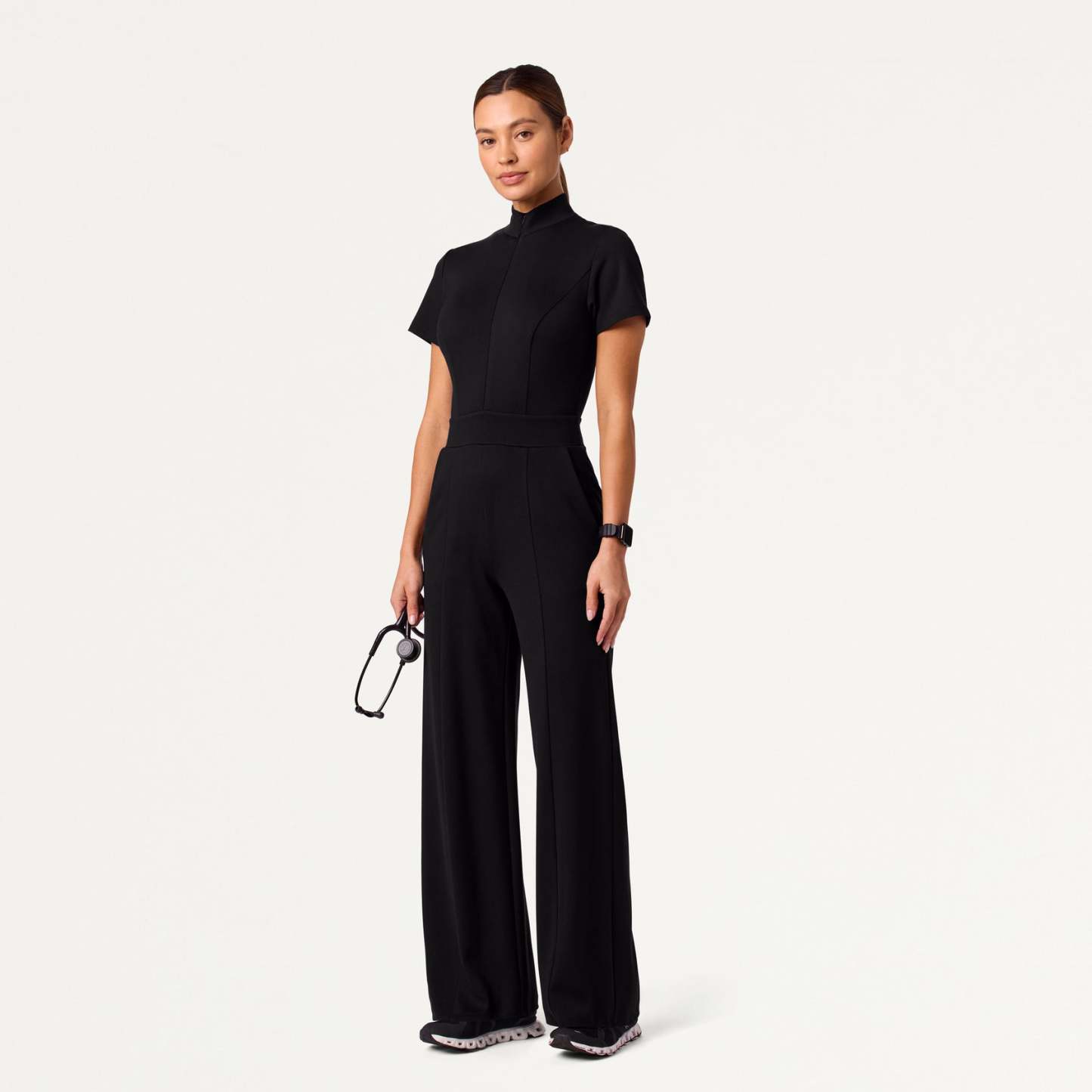 Women's Slim Fit with Wide Leg Scrub Jumpsuit