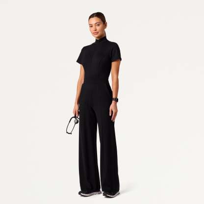 Women's Slim Fit with Wide Leg Scrub Jumpsuit