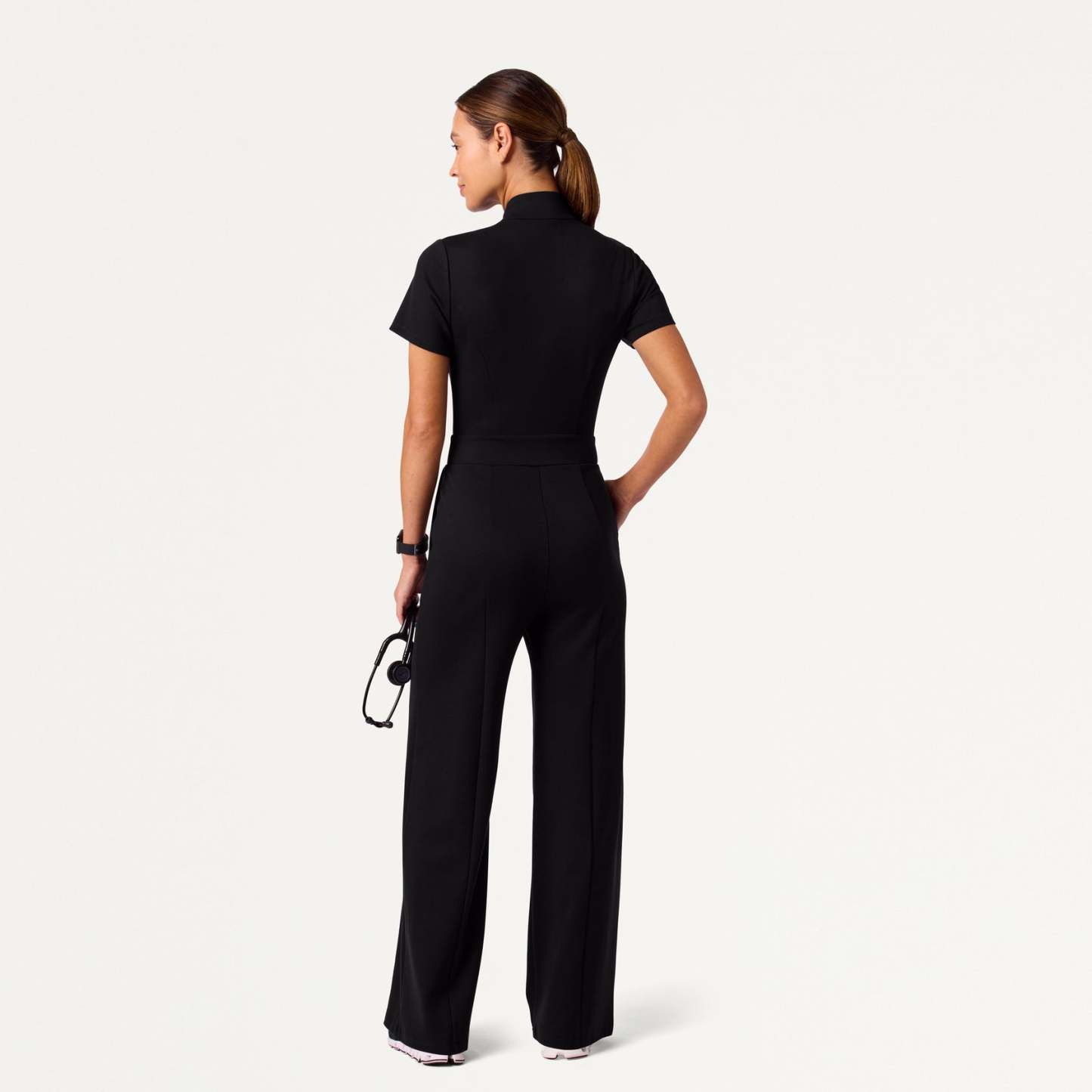 Women's Slim Fit with Wide Leg Scrub Jumpsuit