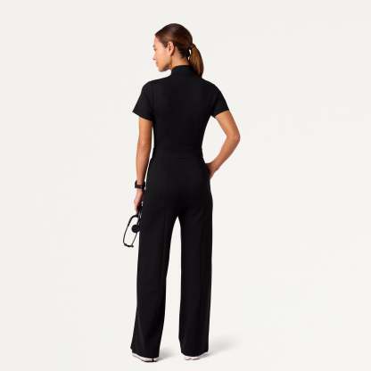 Women's Slim Fit with Wide Leg Scrub Jumpsuit