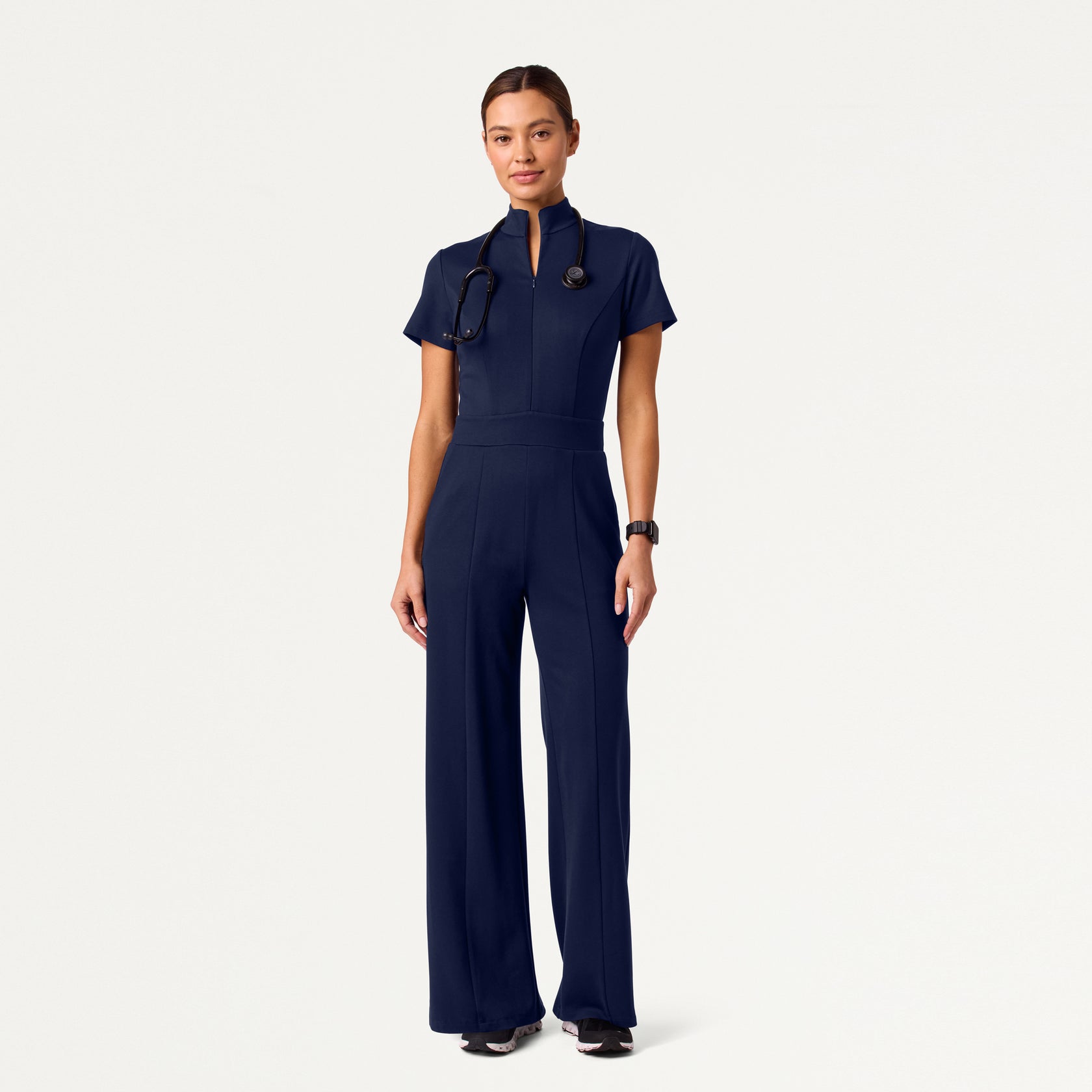 Women's Slim Fit with Wide Leg Scrub Jumpsuit