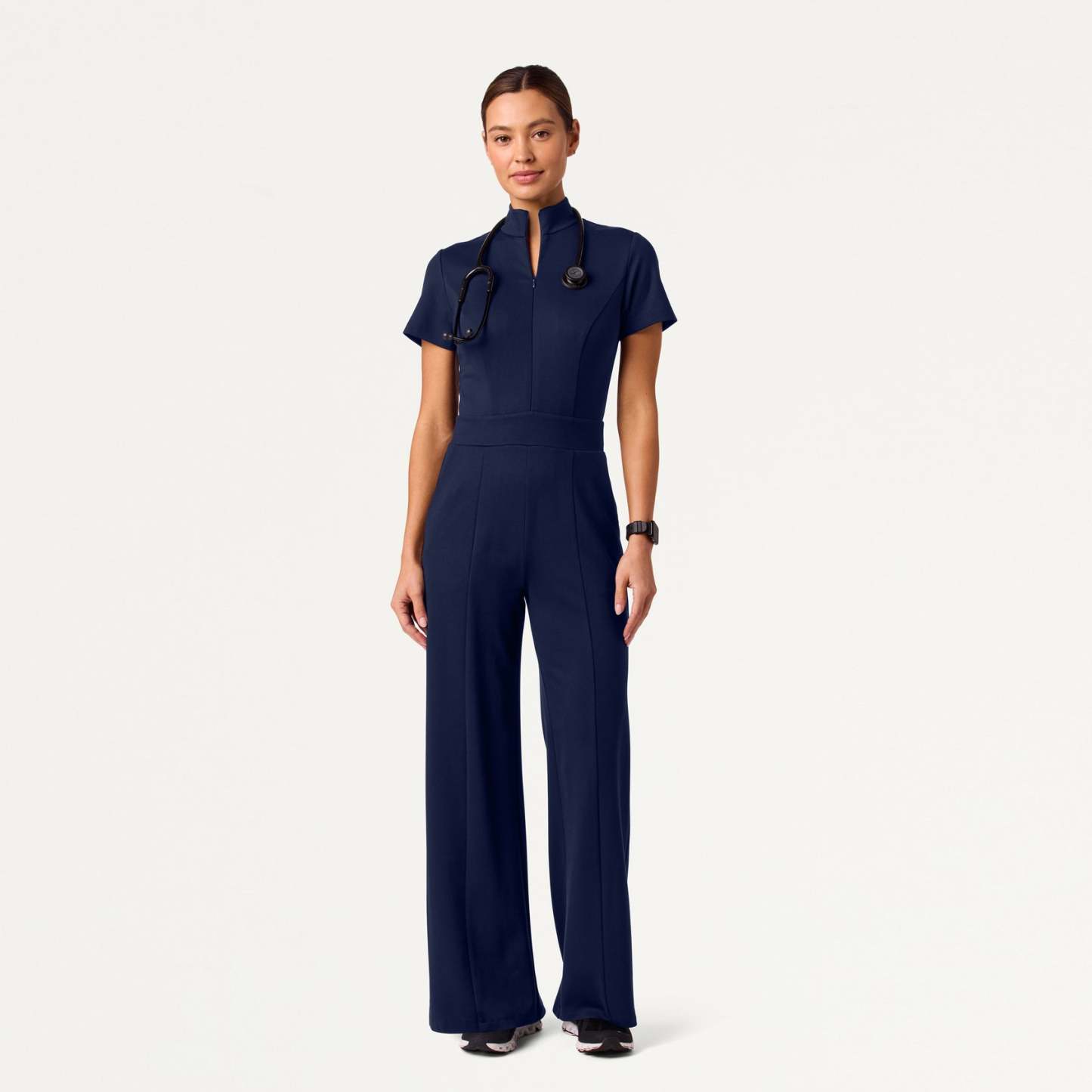 Women's Slim Fit with Wide Leg Scrub Jumpsuit
