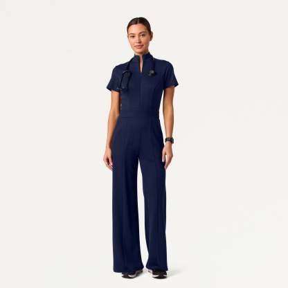 Women's Slim Fit with Wide Leg Scrub Jumpsuit