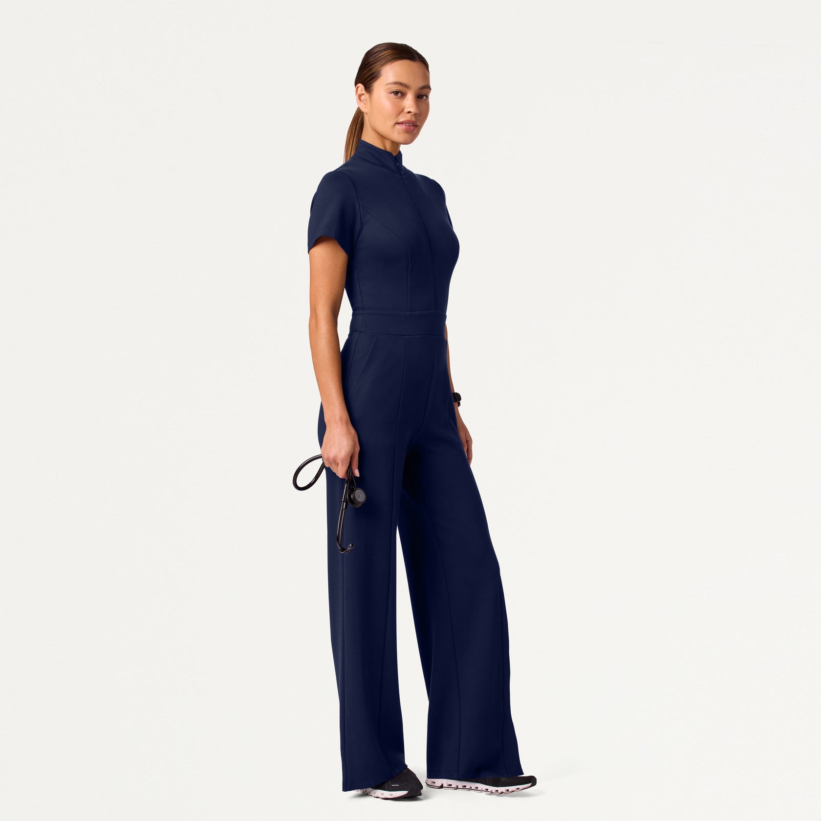 Women's Slim Fit with Wide Leg Scrub Jumpsuit