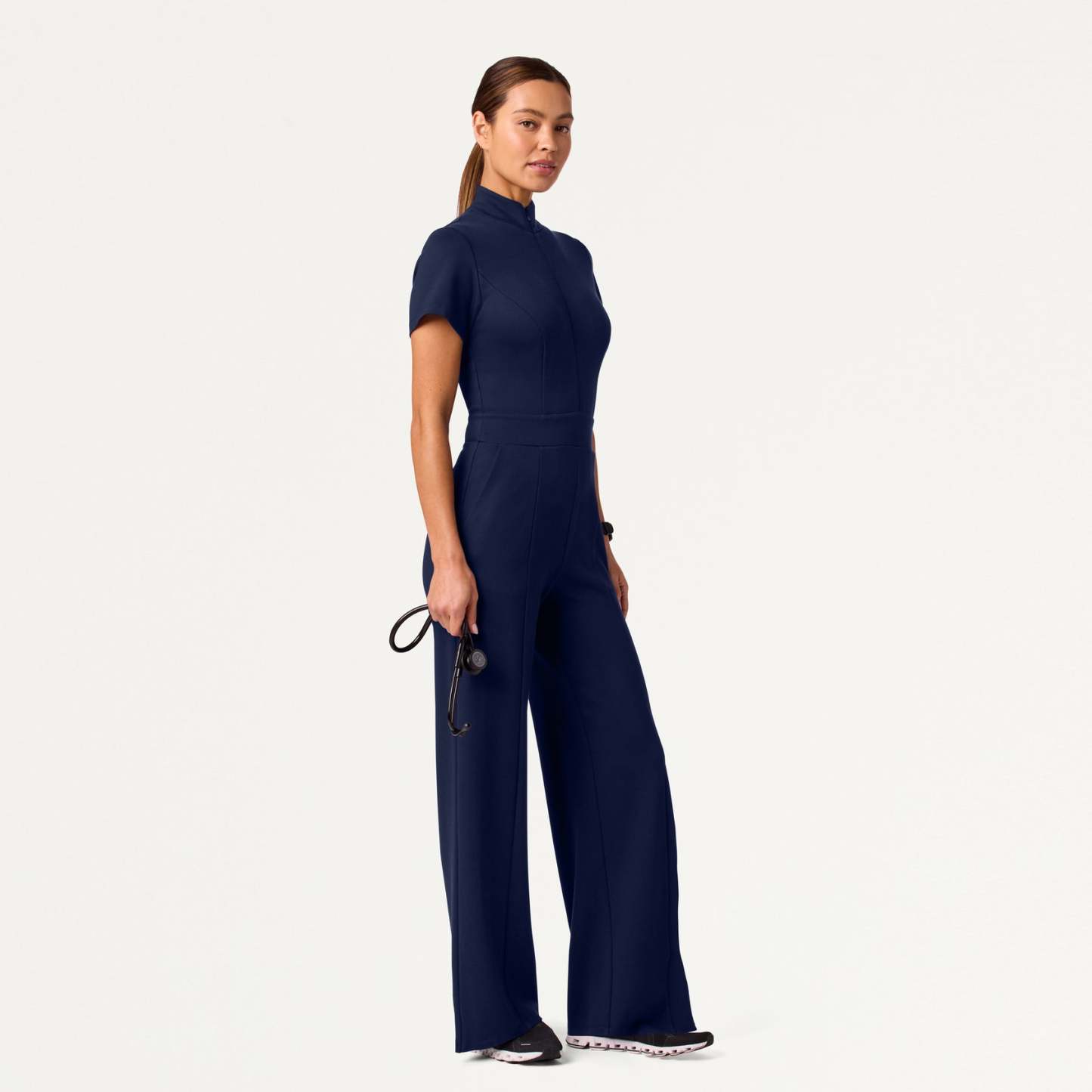 Women's Slim Fit with Wide Leg Scrub Jumpsuit