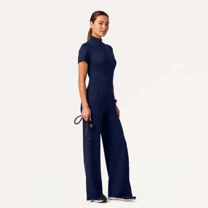 Women's Slim Fit with Wide Leg Scrub Jumpsuit