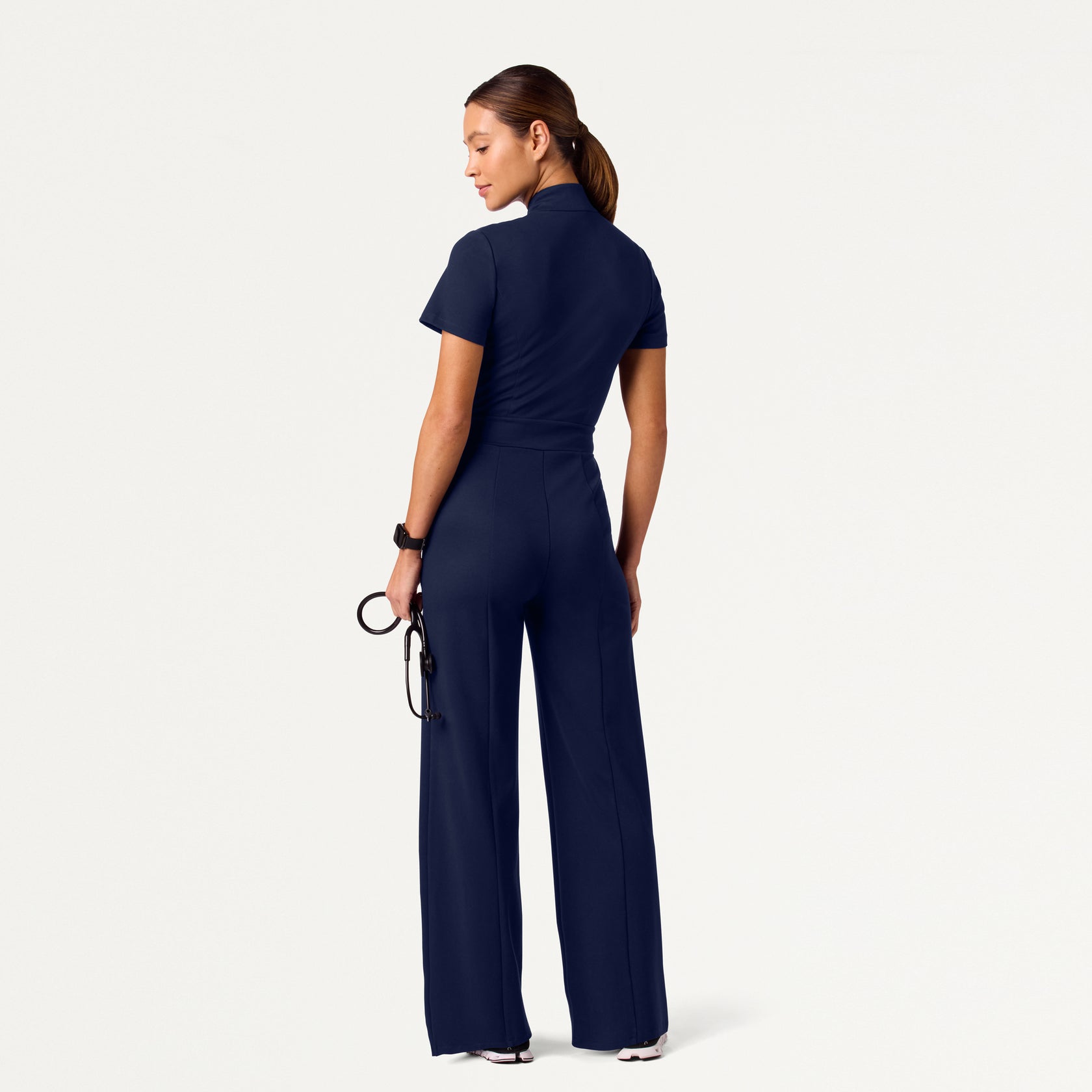 Women's Slim Fit with Wide Leg Scrub Jumpsuit