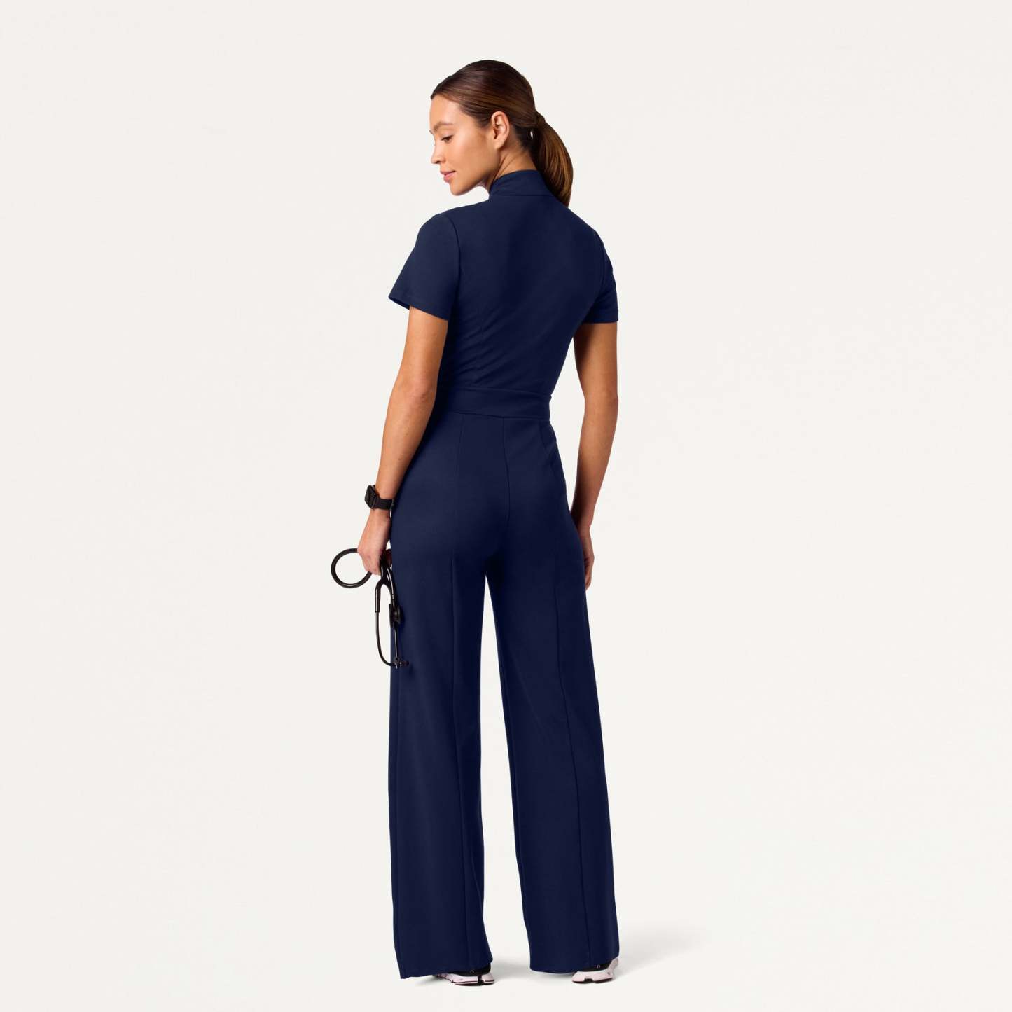 Women's Slim Fit with Wide Leg Scrub Jumpsuit