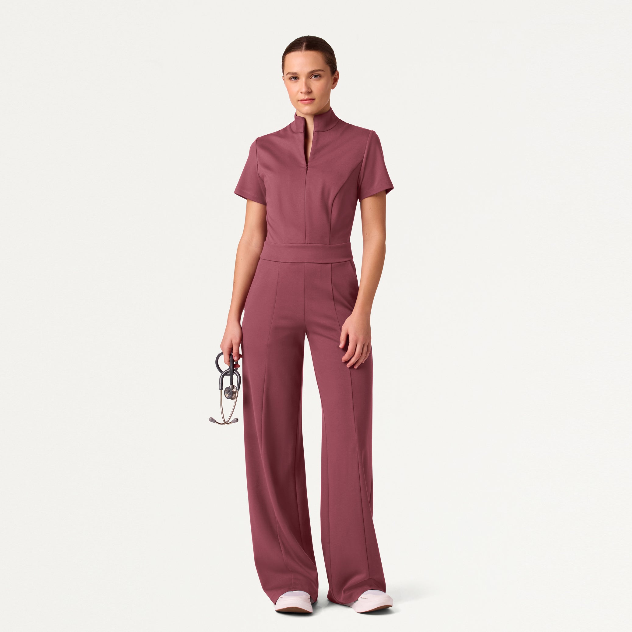 Women's Slim Fit with Wide Leg Scrub Jumpsuit