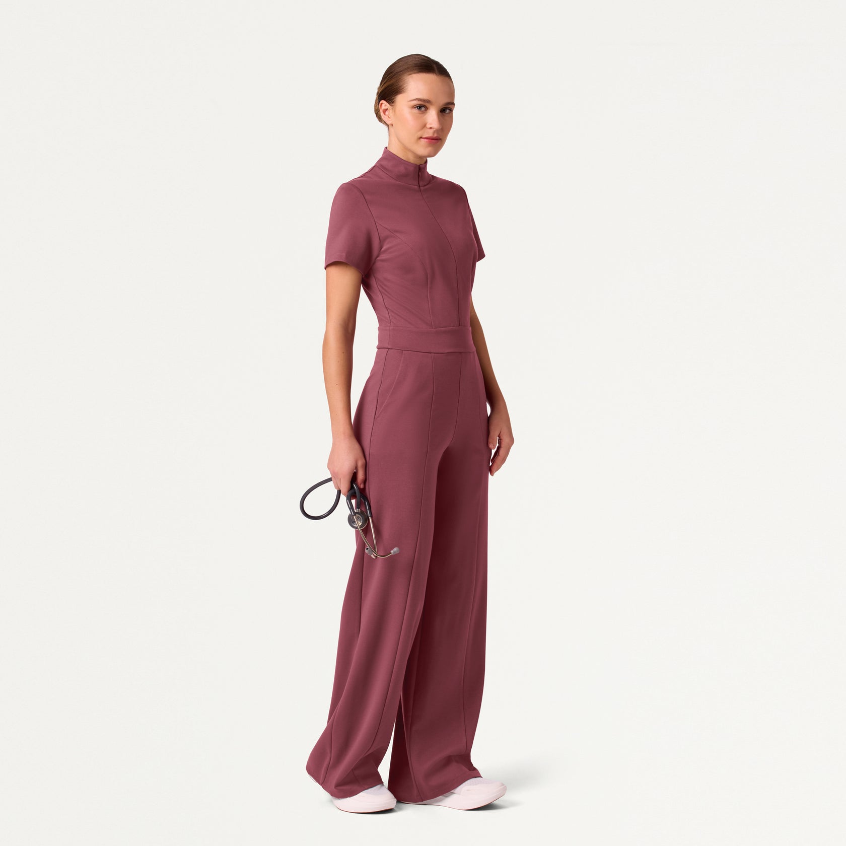 Women's Slim Fit with Wide Leg Scrub Jumpsuit