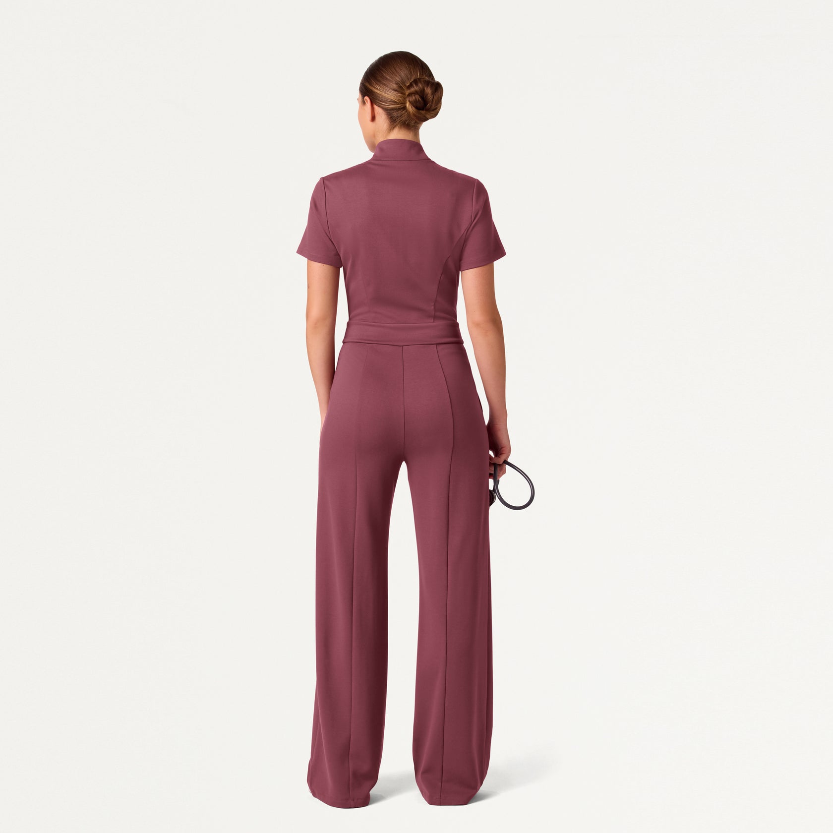 Women's Slim Fit with Wide Leg Scrub Jumpsuit