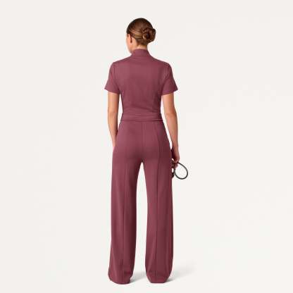 Women's Slim Fit with Wide Leg Scrub Jumpsuit