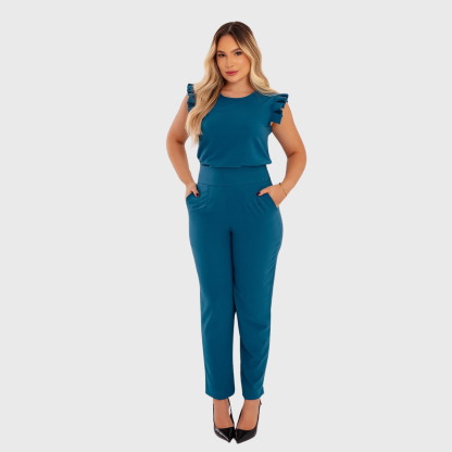 Women's Round Neck Ruffle Sleeve Tuckable Scrub Top