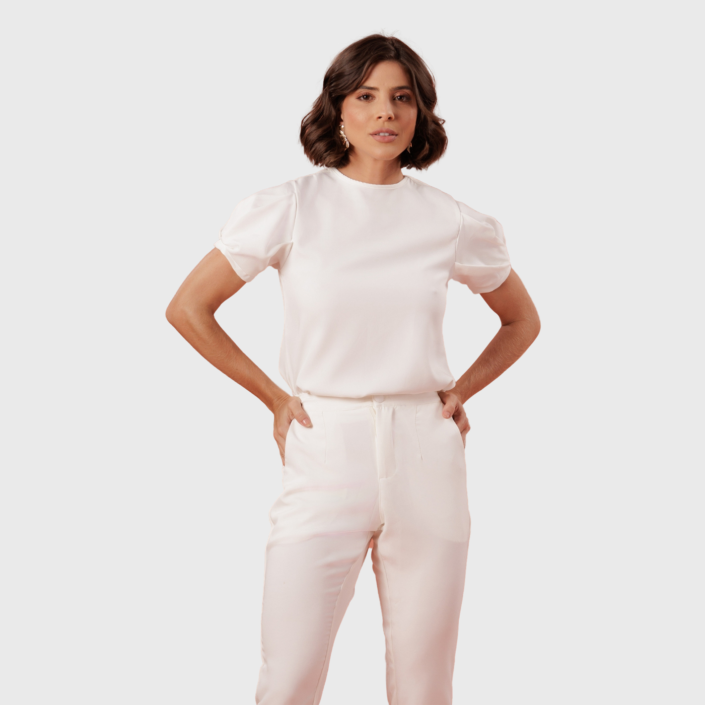 Women's Puffed Sleeve Crew Neck Slim Scrub Top™