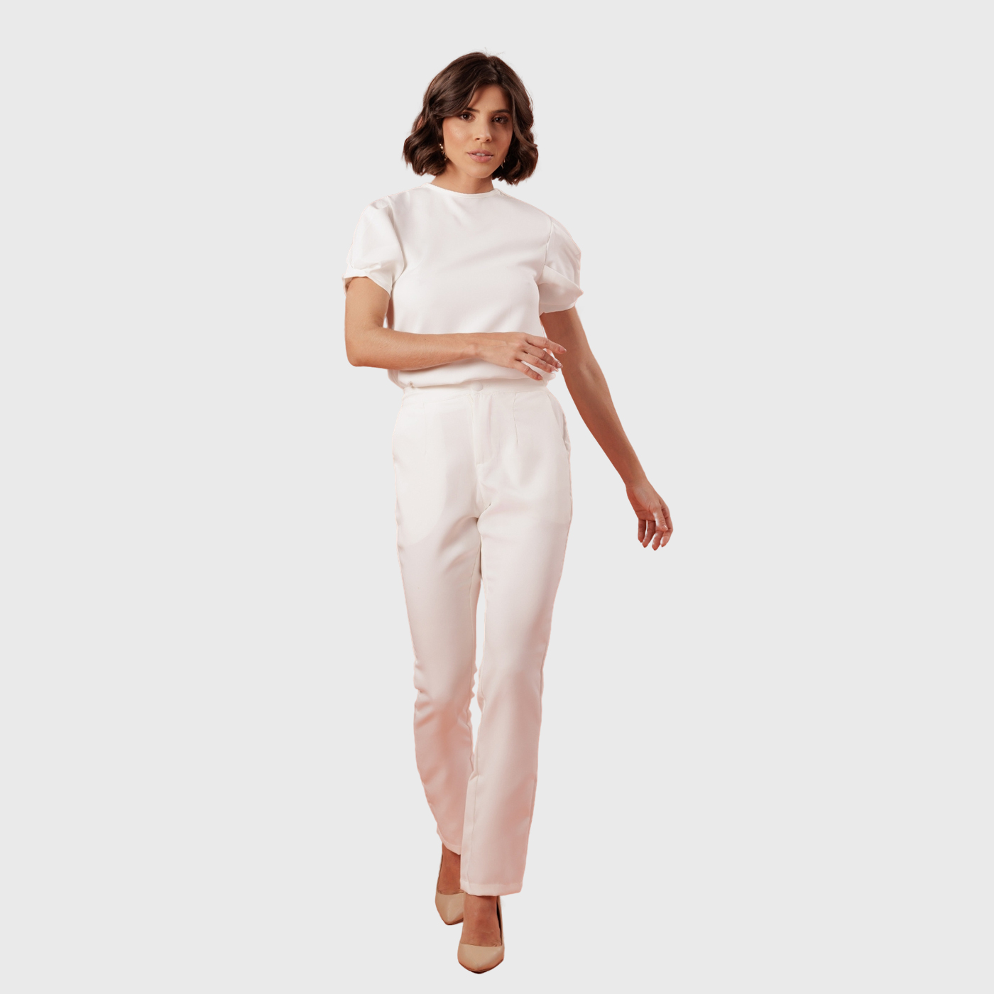 Women's Puffed Sleeve Crew Neck Slim Scrub Top™