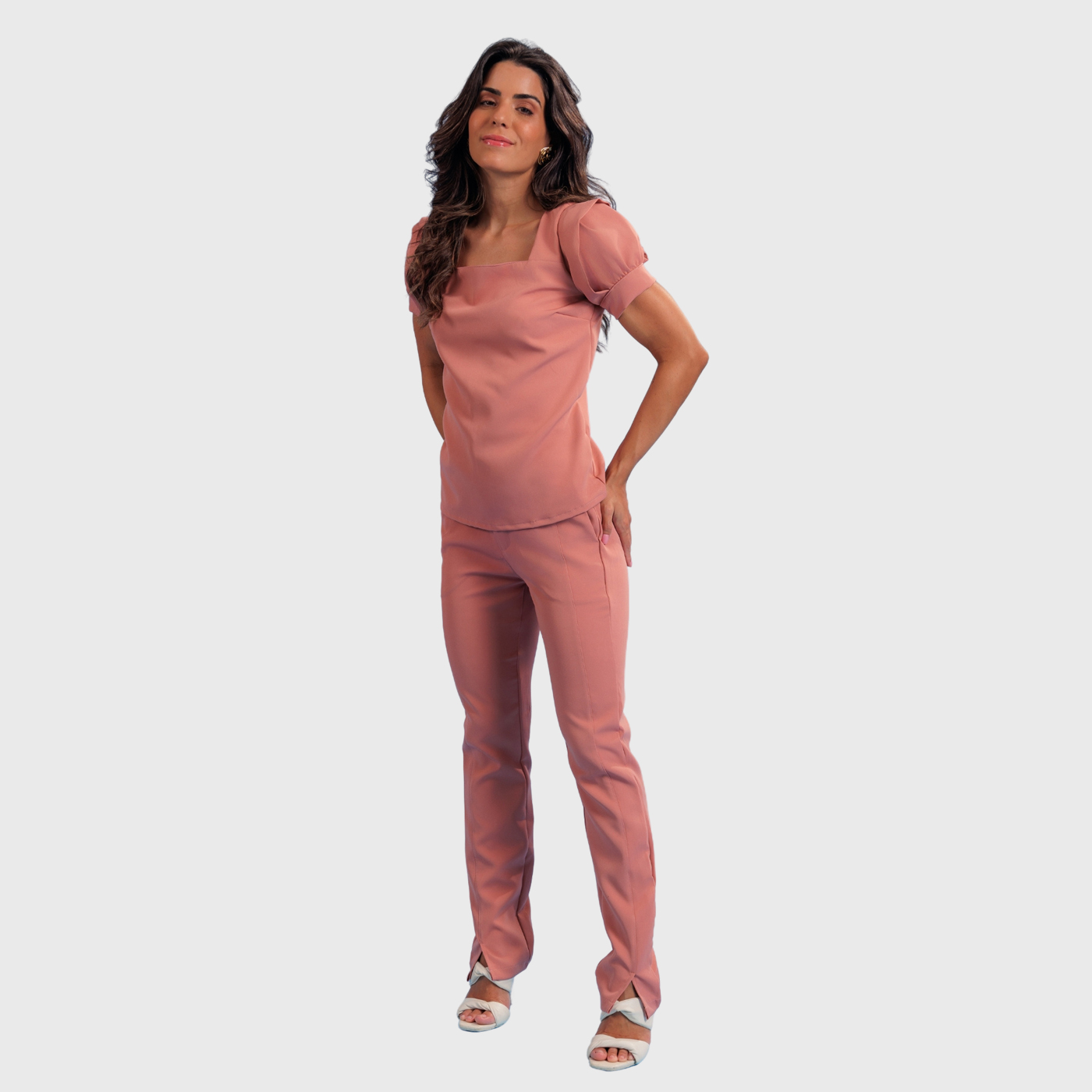 Women's Modern Elastic Waistband Hem Slit Scrub Pants™