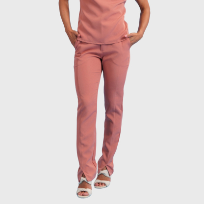 Women's Modern Elastic Waistband Hem Slit Scrub Pants™