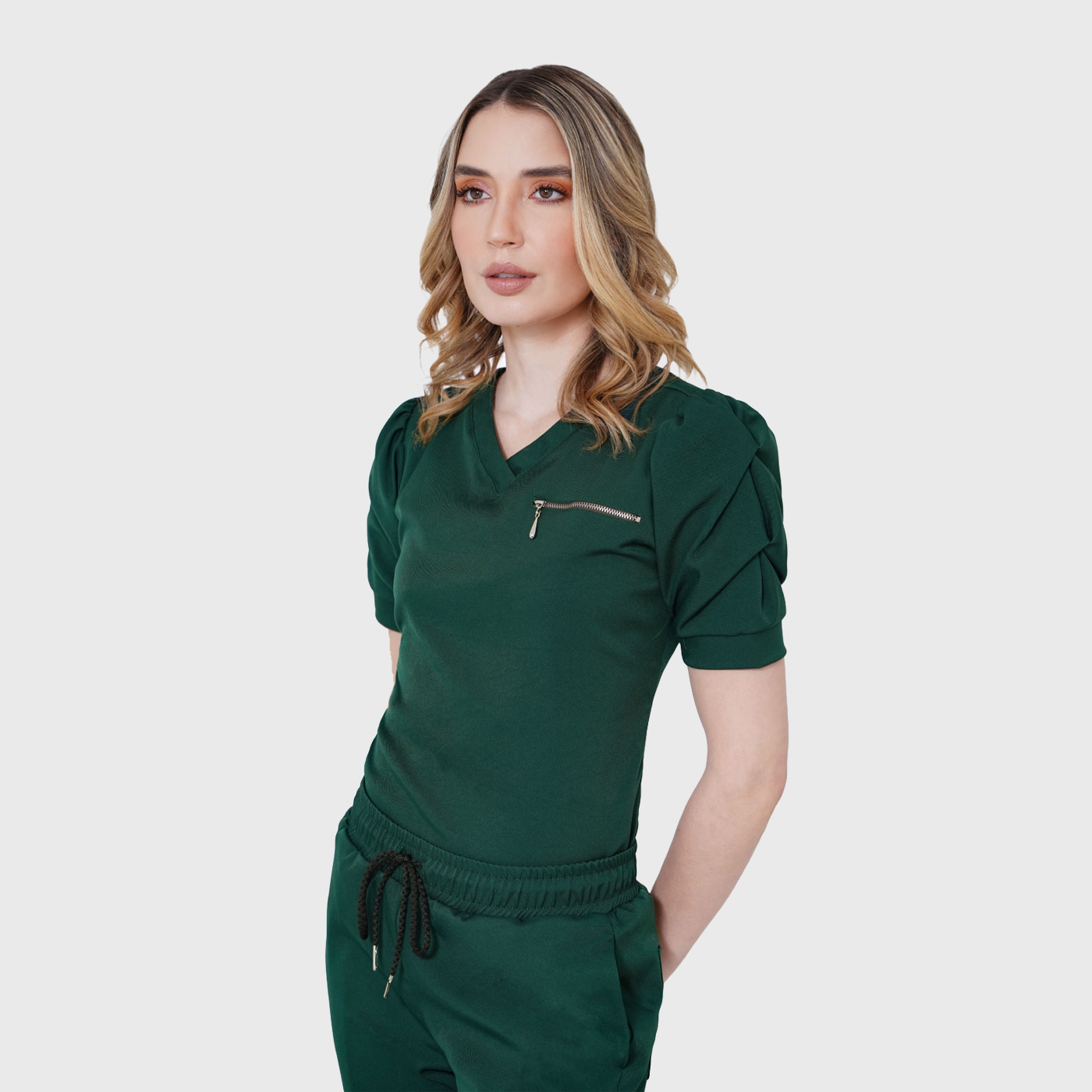 Women's V-neck One Upper Left Pocket Scrub Top
