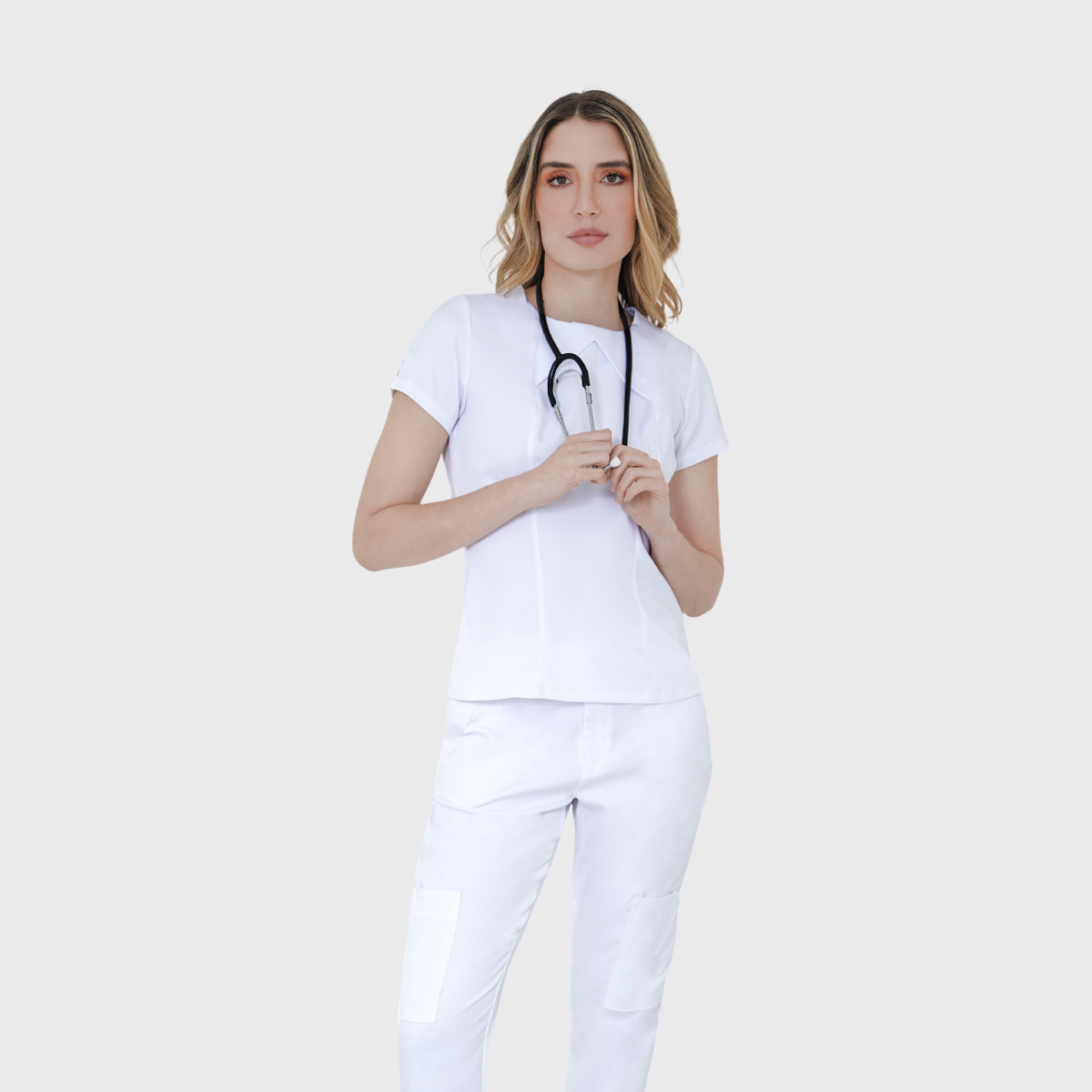 Clara Women's Decorative Crew Neck Scrub Top