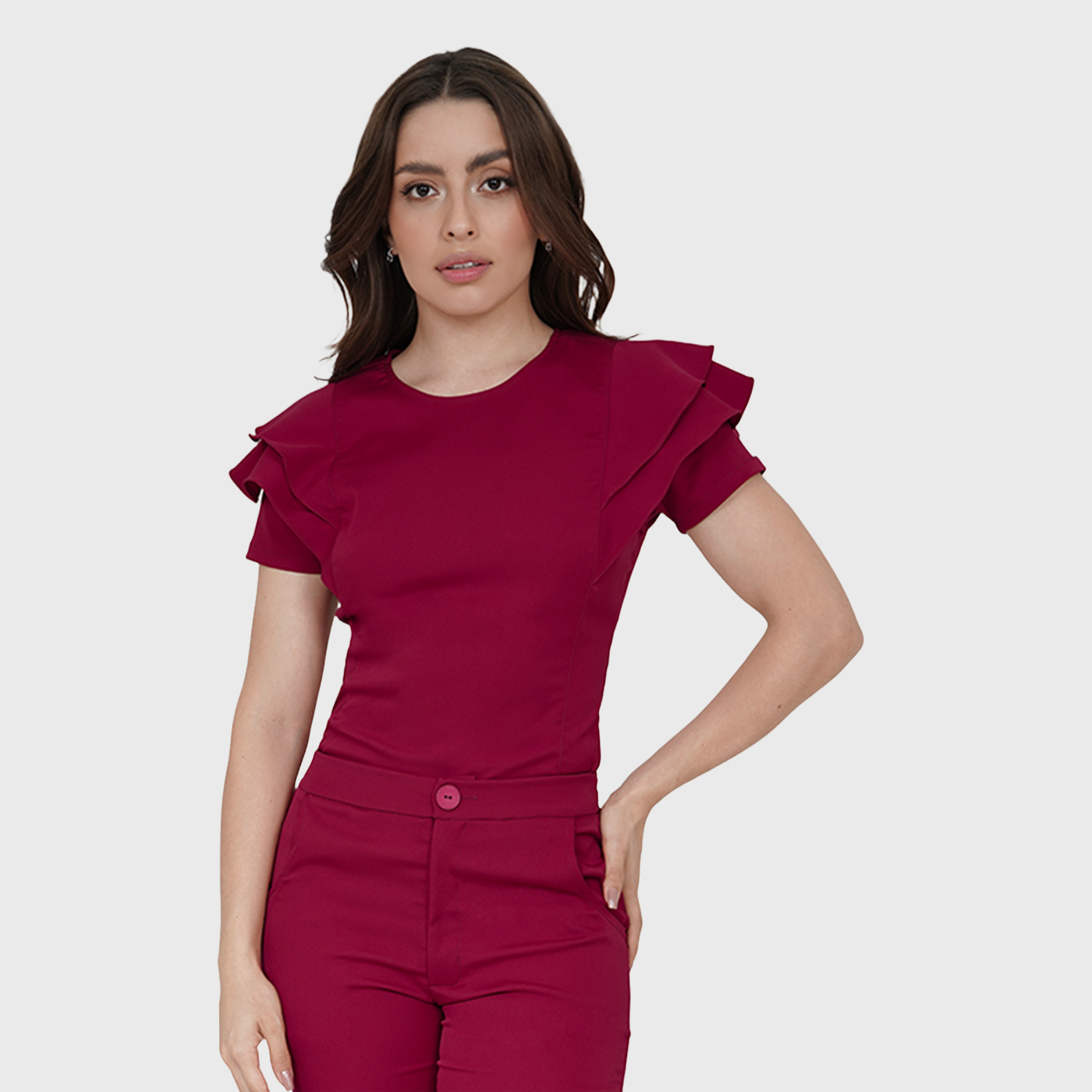 Women's Round Neck Lace Sleeves Scrub Top™