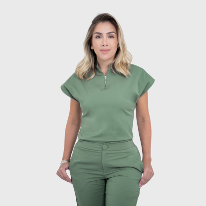 Women's Half Zip Neck Scrub Top