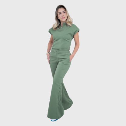 Women's Half Zip Neck Scrub Top
