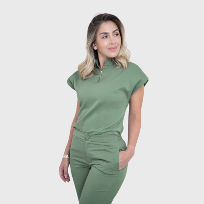 Women's Half Zip Neck Scrub Top